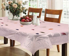Kuber Industries Leaf Design Cotton 6 Seater Dining Table Cover - Cream - CTKTC22307