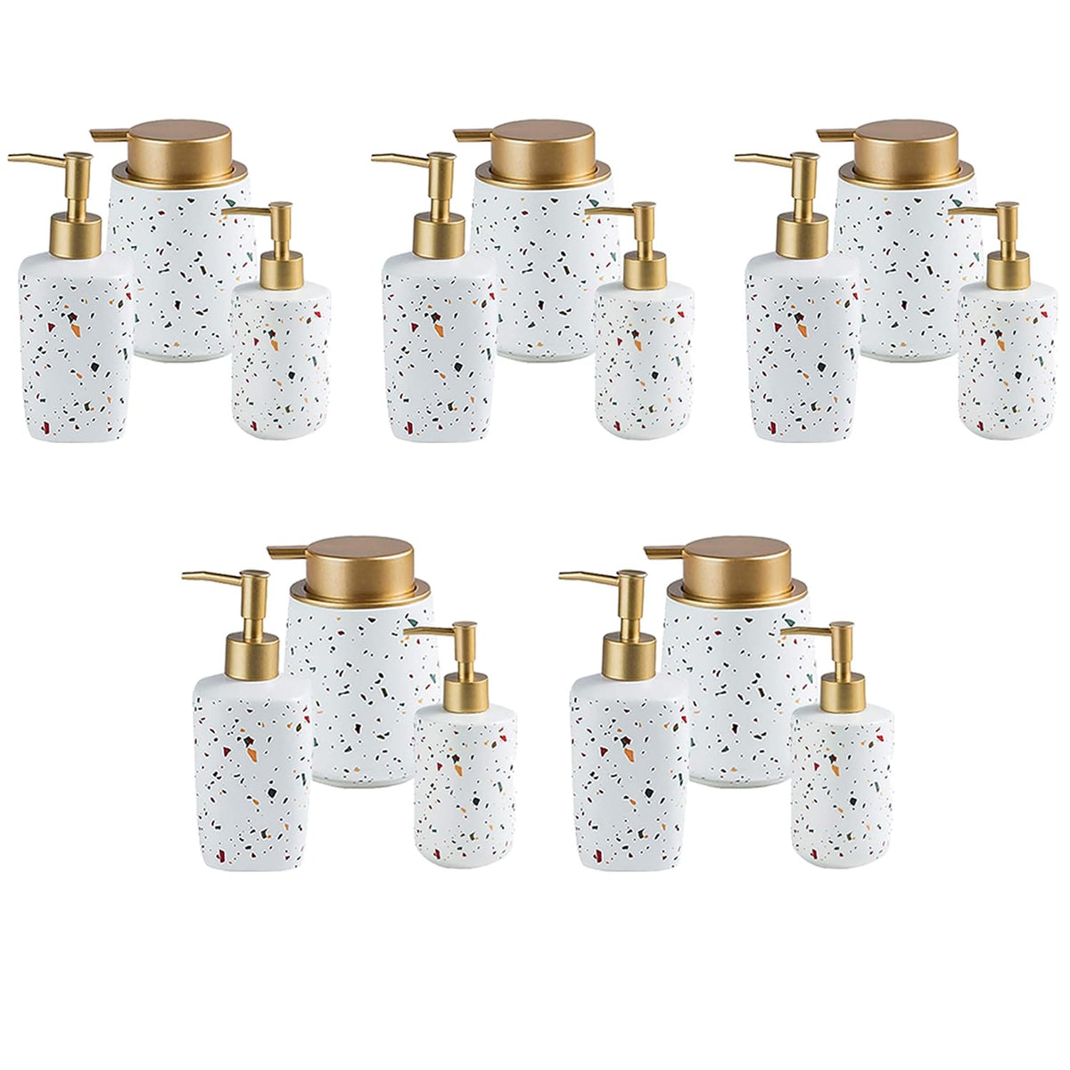 Kuber Industries Liquid Soap Dispenser | Handwash Soap Dispenser | Soap Dispenser for Wash Basin | Shampoo Dispenser Bottle | Bathroom Dispenser Bottle | 15 Piece Set | Pack of 5 | ZX027WT | White