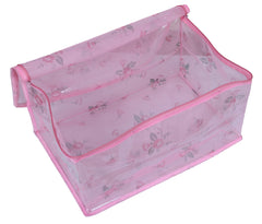 Heart Home Transparent Net Storage Organizer Wardrobe Organiser Regular Clothes Bag-Pack of 3 (Pink)