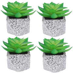 Kuber Industries Artificial Plants for Home D?cor|Natural Looking Indoor Fake Plants with Pot|Artificial Flowers for Decoration-Pack of 4 (Green)