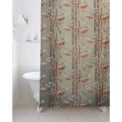 Kuber Industries Leaf Design PVC Shower Curtain - 54"x84", Coffee, Standard (CTKTC01556)