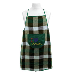 Kuber Industries Checkered Design Cotton 2 Pieces Waterproof Kitchen Apron with Front Pocket (Green & Black) - CTKTC040401