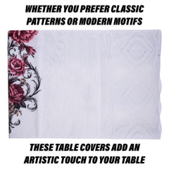 Kuber Industries Center Table Cover | Cotton Table Cloth Cover | 4-Seater Table Cloth | Glory Table Cover | Table Protector | Table Cover for Center Table | 40x60 Inch | CTC | White & Pink