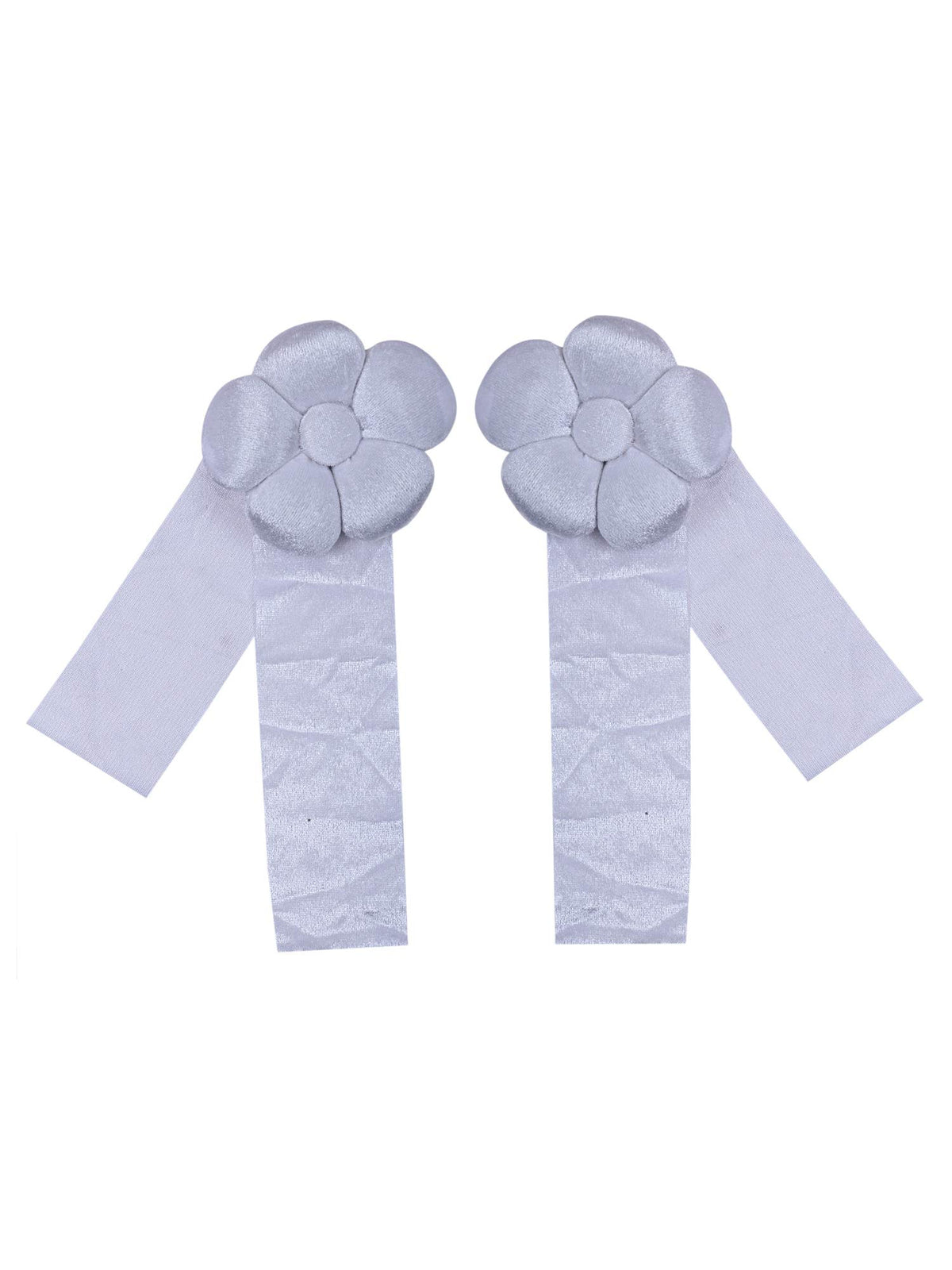 Kuber Industries Velvet 2 Pieces Curtain Tie Back Tassel Set (Silver) -CTKTC029491