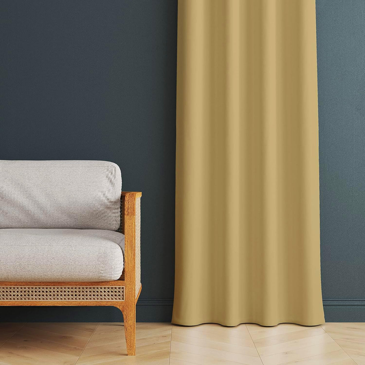 Homestic Polyester Decorative 5 Feet Window Curtain Darkening Blackout|Drapes Curtain with 8 Eyelet for Home & Office (Gold)