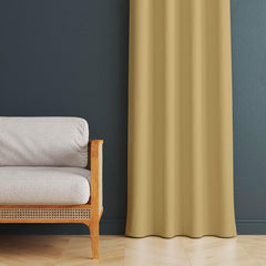 Homestic Polyester Decorative 5 Feet Window Curtain Darkening Blackout|Drapes Curtain with 8 Eyelet for Home & Office (Gold)