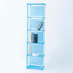 Kuber Industries (Pack of 6) 5 Layer Book Rack | Book Cabinet Shelves for Bedroom Office Living Room | Storage Shelve for Books Storage Organizer | Adjustable Shelf Rack | SJ05B | Blue