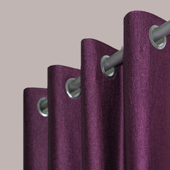 Kuber Industries Shining 2 Pieces Bloom Collection Jacquard Lavish and Modern Rich Plain Eyelet Ring top Door Curtain for Bedroom and Hall - 7 Feet, (Purple) - CTKTC045741