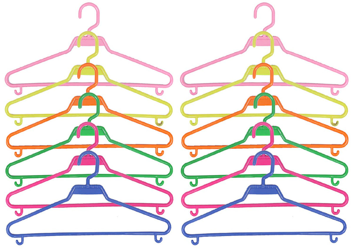 Kuber Industries Classic Hanger Plastic 12 Pieces Hanger Set for Wardrobe (Multi), CTKTC6693