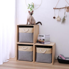 Kuber Industries Foldable Storage Basket|Polyester Toy Storage Bin|Wardrobe Organizer For Clothes (Dark Grey & Brown) (Pack Of 4)