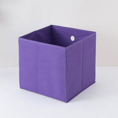 Kuber Industries Foldable Storage Basket|Square Toy Storage Bin|Front Grab Handle|Wardrobe, Closet Organizer (Purple) (Pack Of 4)