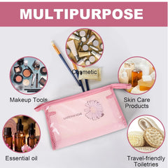 Heart Home Toiletry Pouch | Cosmetic Makeup Pouch | Vanity Pouch for Woman | Makeup Accessories Pouch | Transparent Net Pouch | Sunflower-Cosmetic Pouch | Pink