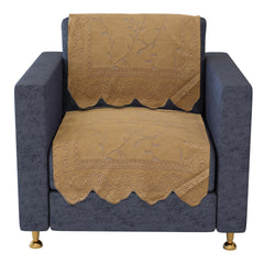 Heart Home Sofa Cover | Net Sofa Slipcover Set | Sofa Cover for Living Room | Sofa Slip Cover for Hall | 5-Seater Sofa Cover for Home Decor | Self Ginger Sofa Cover Set | Golden