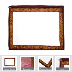 Heart Home Saree Cover | Clothes Storage Bag | Single Packing Saree with Zip Closure | Wardrobe Organizer | Cloth Stoarge Organizer | 4 Side Lace Design | Pack of 12 | Maroon