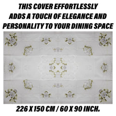 Kuber Industries Dining Table Cover | PVC Table Cloth Cover | 6 Seater Table Cloth | Flower Almond Table Cover | Table Protector | Table Cover for Dining Table | 60x90 Inch | Green