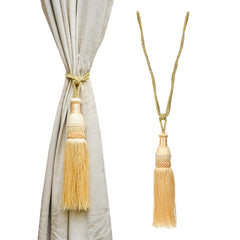 Heart Home Tassel Set | Curtain Tie Back Tassel Set | Curtain Holder Tieback | Curtain Tieback | Curtain Holder for Home & Office Décor | Moti Kit Pit Tassel | Pack of 2 | Cream