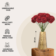 Kuber Industries (Set of 3) Metal Flower Vase Stand for Living Room Corner - Show Pieces for Dining Table - Cone Shaped Vase for Plants Decoration (Gold)