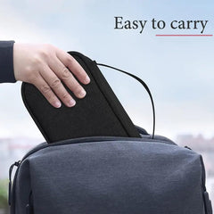 Heart Home Travel Organizer For Electronic Accessories|Multipurpose Pouch|Adapter, Cable, Gadget Organizer|Two Comparment With Zipper (Black)