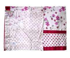 Heart Home Flower Design Pure Cotton Single Bed Top Sheet, Chadar (Pink)-HS43HEARTH26871