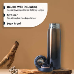 Kuber Industries LeakProof Insulated Stainless Steel Water Tumbler Bottle for Men's | Water Bottle for Office & Kids | Ideal for Gym, Home, Hiking & Travel | CO230201D-Gradient Gold