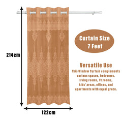 Kuber Industries Door Curtain|Darkening Door Curtains|Premium Drapes for Bedroom|Sheer Curtain with 8 Rings|Parda for Living Room|Net Frill Door Curtain|7 Ft|SY15ZZ|Golden