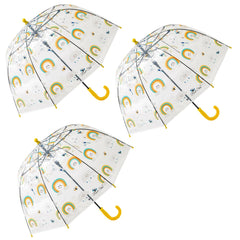 Kuber Industries Transparent Umbrella For Men & Women|Automatic Umbrella For Rain-Pack of 3 (Yellow)