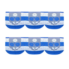 Kuber Industries Flower Cotton 2 Piece 3 Seater Sofa Cover (Standard, Blue) - CTKTC028686