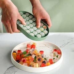 Kuber Industries 2 Layer Ice Cube Tray with Lid | Ice Cube Storage Box with Ice Scoop | 72 Ice Cube Molds for Freezing | One-Press Demolding | BPA Free | Green
