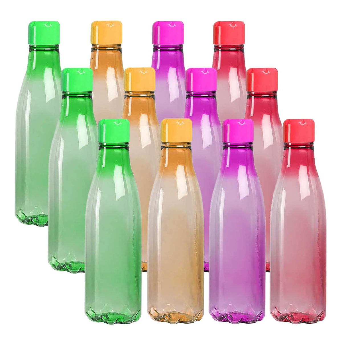 Kuber Industries BPA Free Plastic Water Bottles | Unbreakable, Leak Proof, 100% Food Grade Plastic | for Kids & Adults | Refrigerator Plastic Bottle Set of 4|Assorted (Pack of 3)