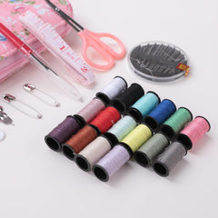 Kuber Industries Multifunctional Sewing Kit Set Of 43|Silai Machine Tools With Polyester Thread|Steel Secissors & Needles-Pack of 4 (Black)