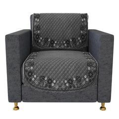 Heart Home Sofa Cover | Single Seater Sofa Slip Cover Set | Digital Painting Sofa Cover | SUEDE Ultra Sonic Couch Cover | Sofa Slipcover Set Living Room | Gray