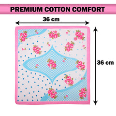 Kuber Industries Handkerchief | Premium Cotton Fabric | Women's Handkerchief | Ladies Rumal | Women's Hankies | Hankies for Girls | Border Printed Surbhi | Pack of 12 | Large | White