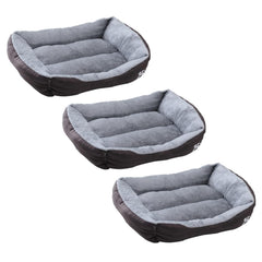 Kuber Industries Dog & Cat Bed|Polyester Face with Cotton & Polyester Filling|Comfortable and Durable|Rectangle Pet Bed for Enhanced Stretching Space|Machine Wash|QY036BR-S|Brown (Pack of 3)