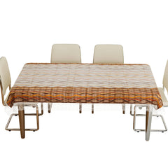 Kuber Industries Lining Design Print Dining Table Cover 6 Seater|Exclusive Table Cloth|Table Sheet for dining, Party, Events|Waterproof Table Protector|Indoor and Outdoor Use 90x60 (Beige)