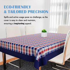 Kuber Industries Dining Table Cover | Cotton Table Cloth Cover | 6-Seater Table Cloth | Table Protector Cover | Table Cover for Dining Table | Blue Check Table Cover | 60x90 Inch | DTC | Red