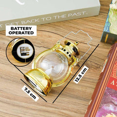 Kuber Industries Pack of 3 LED Lantern Lamp|Battey Operated|Flameless Yellow Light|Diwali Lights for Home Decoration,Along with Other Festivities & Parties|Black Hanging Lantern|B0-003C|Gold