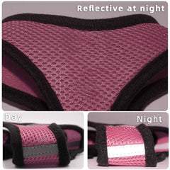 Kuber Industries Reflective Dog Harness With Adjustable Leash|Breathable Polyester Mesh Fabric With Top carry Handle|Medium Size|HAT-818|Comfortable No-Pull Grip|Quick Release Buckles|Pink (Pack Of 5)