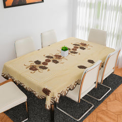 Heart Home Dining Table Cover | Flower Design Dining Table Cover | Shinning Net Dining Table Cover | Tablecloth for Dining Area | Home Decor | 60x90 | Cream