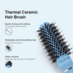 Urbane Home Hair Brush | Bristles Brush | Hair Brush with Paddle | Sharp Hair Brush for Woman | Suitable For All Hair Types | TGX5232-XH45BGE | Ice Blue & Beige