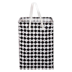 Kuber Industries Laundry Basket | Check Laundry Basket | Canvas Storage Bag with Handles | Clothes Storage Basket for Home | Toy Storage Basket | 75 LTR | Large | Black