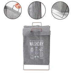 Heart Home Laundry Basket For Clothes|Foldable Laundry Hamper|Basket For Toys, Dirty clothes, Storage "40 LTR" (Grey)