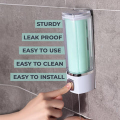 Urbane Home Manual Shampoo & Soap Dispenser | Wall Mounted | Soap Dispenser for Kitchen & Bathroom | Refillable, Lightweight & Durable | Easy to Clean | Green Color