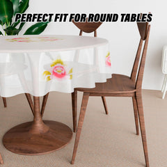 Heart Home Round Table Cover | PVC Table Cloth for Round Tables | 4 Seater Round Table Cloth | Flower Almond Kitchen Dining Tablecloth | Tabletop Cover | 60 Inch | Pink
