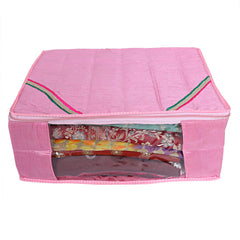 Kuber Industries 3 Piece Raw Silk Saree Cover, Pink