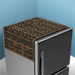 Kuber Industries Fridge Top Cover | Fridge Top Cover with Pockets | Refrigerator Top Cover for Kitchen | Fridge Top Cover with 6 Utility Pockets | Zig Zag Fridge Cover | Brown