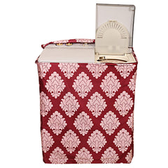 Kuber Industries Floral Design Cotton Top Load Semi Automatic Washing Machine Cover - Maroon