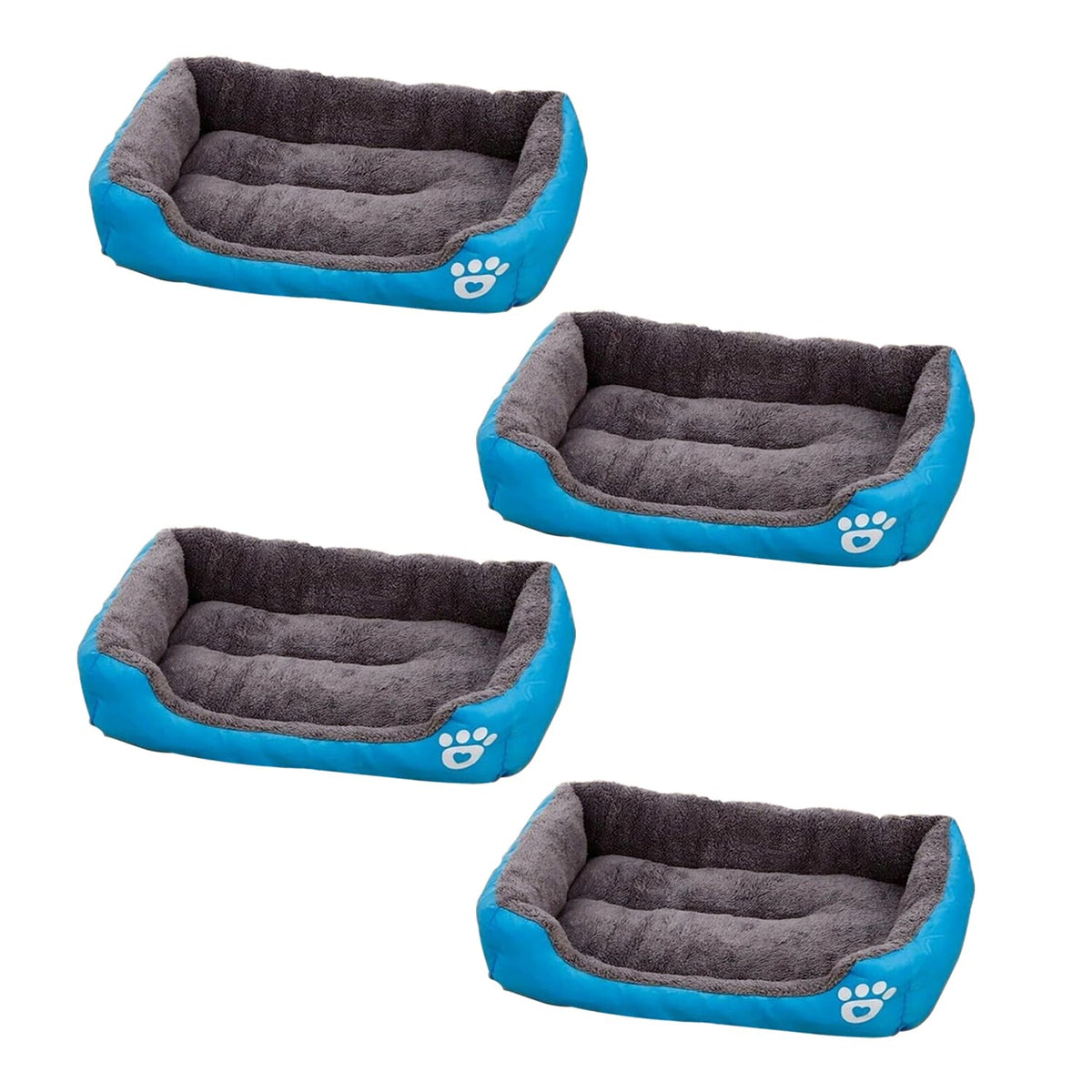 Kuber Industries Dog & Cat Bed|Super Soft Plush Top Pet Bed|Oxford Cloth Polyester Filling|Machine Washable Dog Bed|Rectangular Cat Bed with Rise-Edge Pillow|QY036B-S|Sky Blue (Pack of 4)