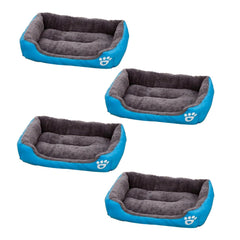 Kuber Industries Dog & Cat Bed|Super Soft Plush Top Pet Bed|Oxford Cloth Polyester Filling|Machine Washable Dog Bed|Rectangular Cat Bed with Rise-Edge Pillow|QY036B-S|Sky Blue (Pack of 4)