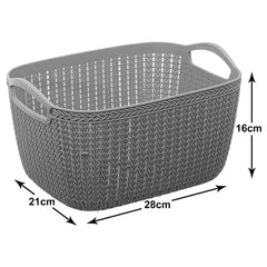 Heart Home Q-6 Multiuses Designer Unbreakable Plastic Storage Basket/Organizer/Bin For Home, Kitchen, Bathroom, Office Use Pack of 2 (Grey)-50HH01651