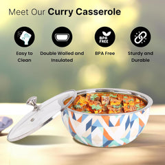 Kuber Industries Pack of 2 Stainless Steel Insulated Hotpot Roti Box with Transparent Glass Lid | 1.5L Double Walled Chapati Casserole for Serving - Multicolor